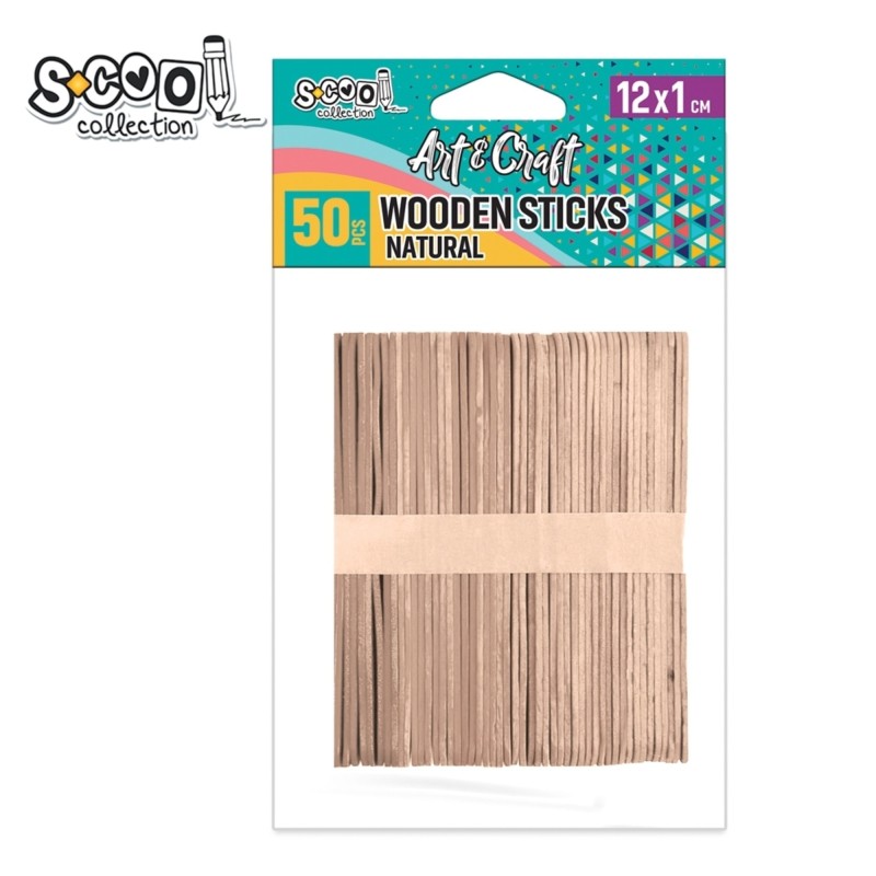 Accesorii craft, betisoare din lemn, 20 cm, S-COOL, 50 buc/set