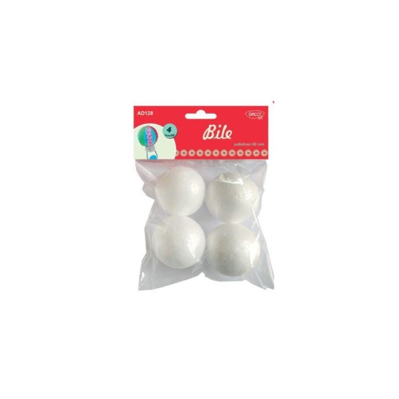 Accesorii craft, bile polistiren, 60 mm, Daco, 4 buc/set