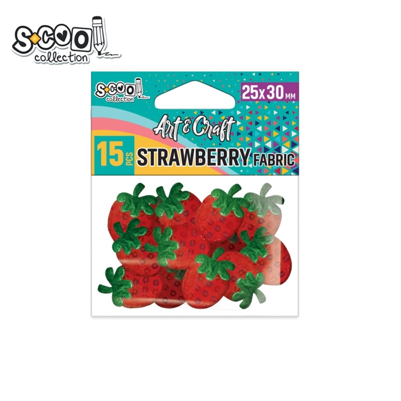Accesorii craft, capsuni, material textil, S-COOL, 15 buc/set