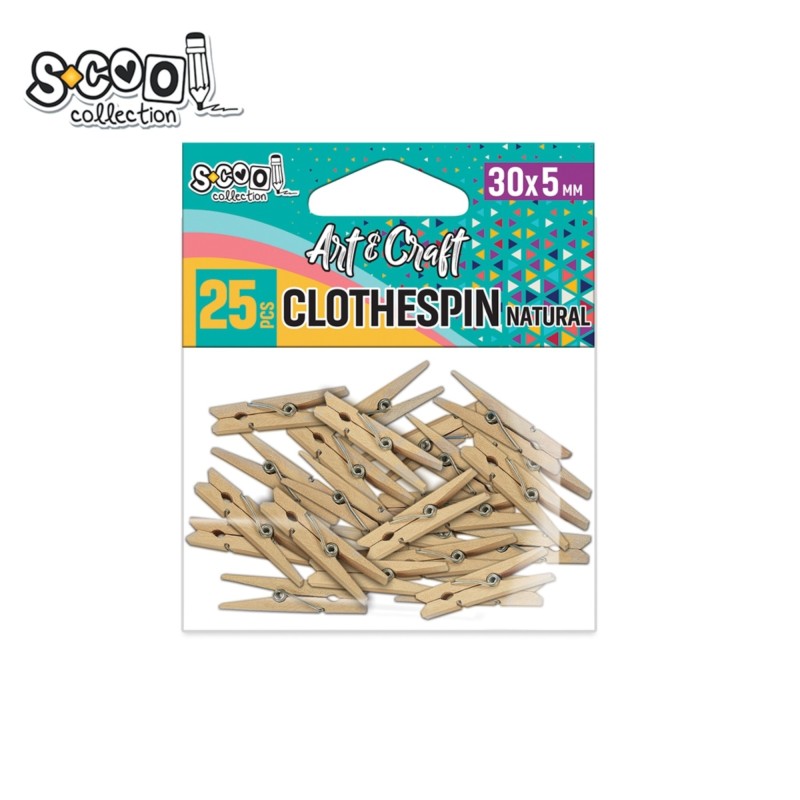Accesorii craft, carlige din lemn, natur, S-COOL, 25 bucati/set