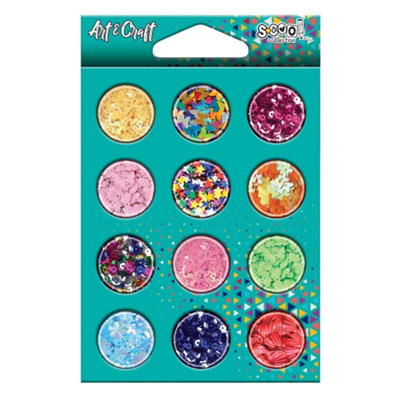Accesorii craft, confetii mix, 12 x 1.5 gr, S-COOL