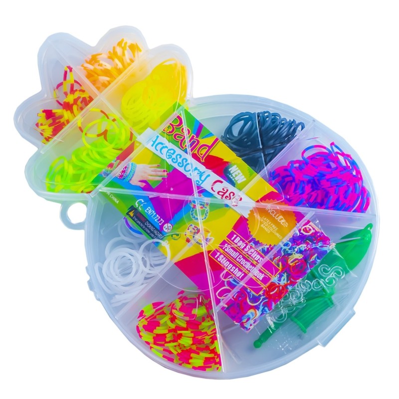 Accesorii craft, elastice, 550 piese, ananas