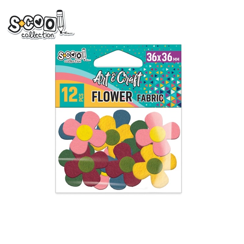 Accesorii craft, floricele, material textil, S-COOL, 12 buc/set