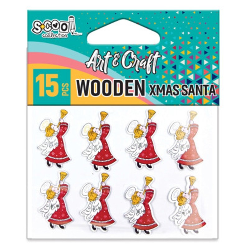 Accesorii craft, ingerasi din lemn, 23 x 0.2 x 4 cm, S-COOL, 15 buc/set