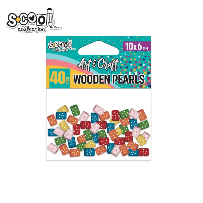 Accesorii craft, margele din lemn, S-COOL, 40 buc/set