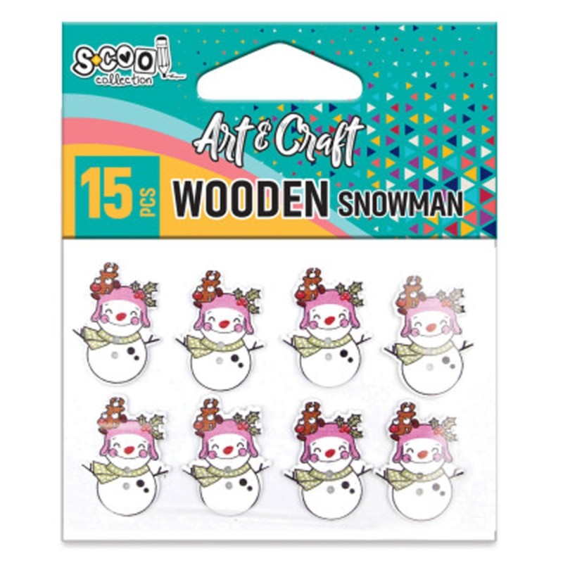 Accesorii craft, om de zapada din lemn, S-COOL, 15 buc/set