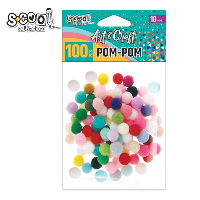 Accesorii craft, pom-pom, 10 mm, S-COOL, 100 buc/set