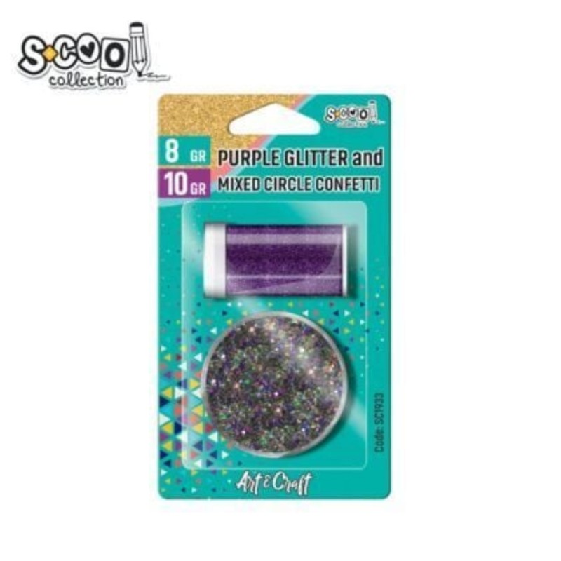 Accesorii craft, sclipici mov si confetti stelute, 8/10 gr, S-COOL