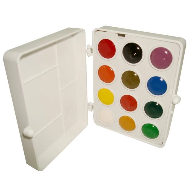 Acuarele 12 culori, tip colibri, 15 mm, School Office