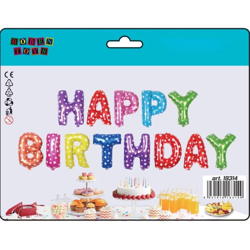 Set Baloane Metalizate Happy Birthday in Forma de Litere