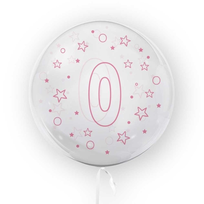 Balon Cifra 0 Transparent si Roz 45 cm