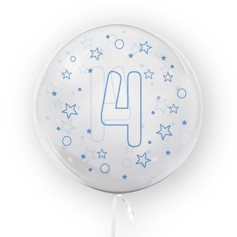 Balon Cifra 4 Transparent si Albastru 45 cm