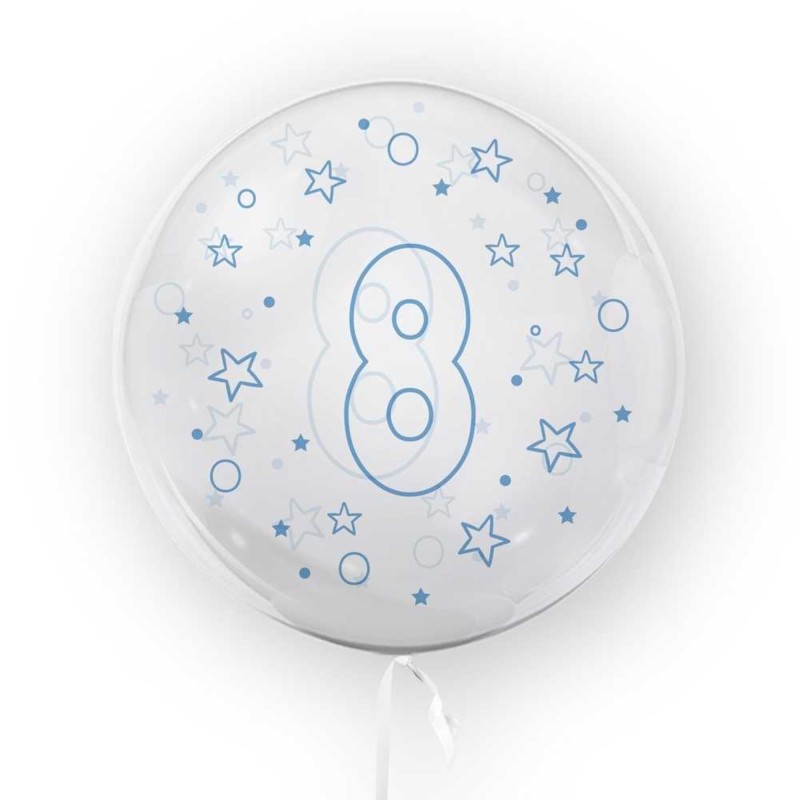 Balon Cifra 8 Transparent si Albastru 45 cm