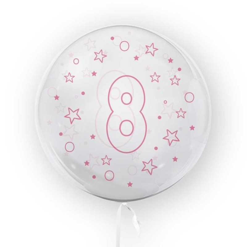 Balon Cifra 8 Transparent si Roz 45 cm