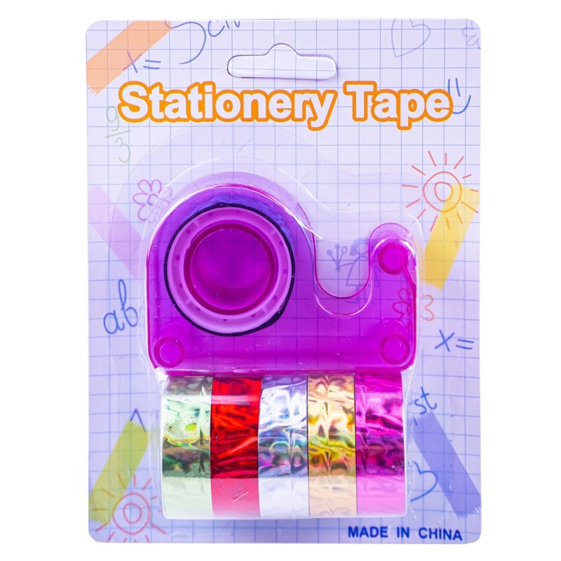 Banda adeziva color, cu dispenser, 6 buc/set