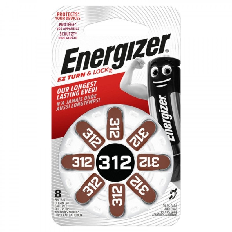 Baterii PR312, zinc air, Energizer, 8 buc/set
