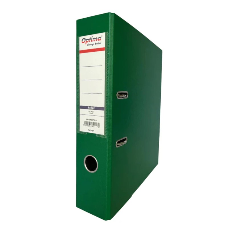Biblioraft plastifiat Optima, 7.5 mm, verde