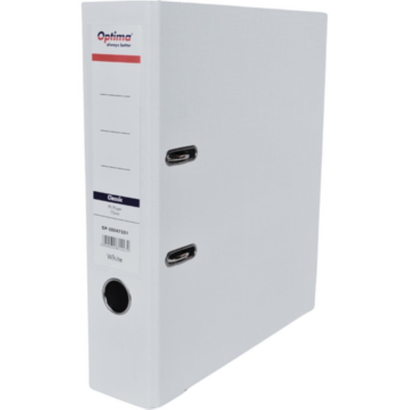 Biblioraft plastifiat Optima Premium, 7.5 cm, alb