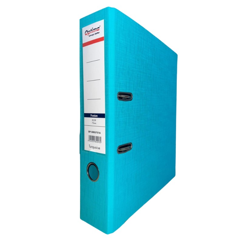 Biblioraft plastifiat Optima Premium, 7.5 cm, turcoaz