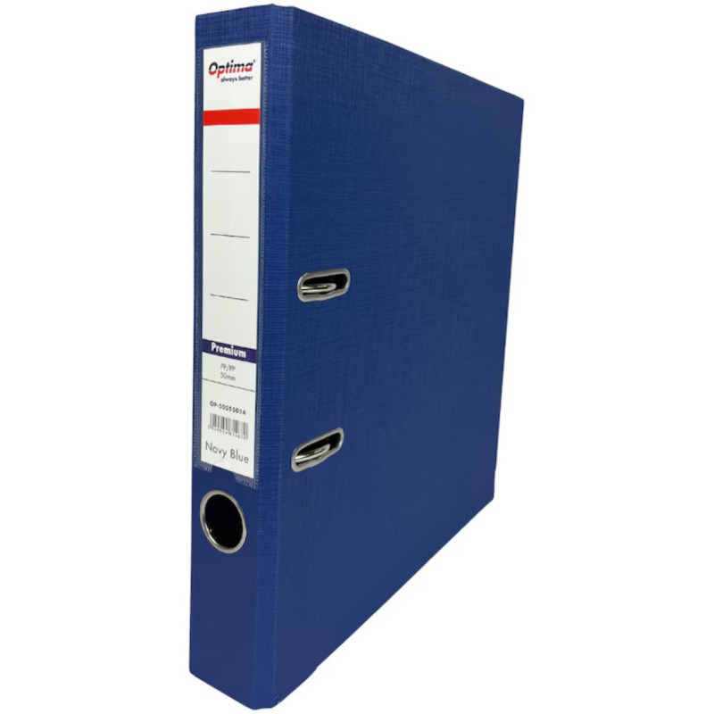 Biblioraft plastifiat Optima Premium, 7.5 mm, albastru