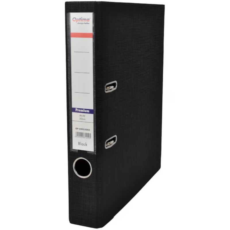 Biblioraft plastifiat Optima Premium, 7.5 mm, negru