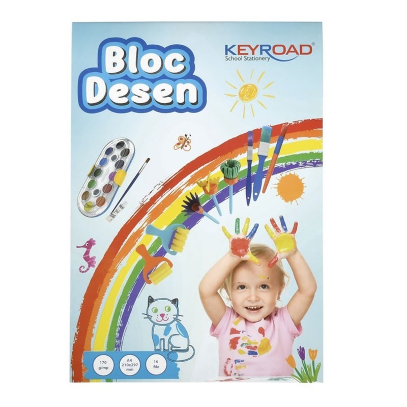 Bloc de desen, A4, 16 file, 170 g, Keyroad