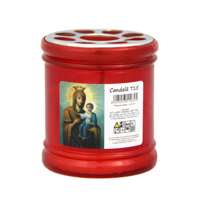 Candela cu capac, T15, rosu