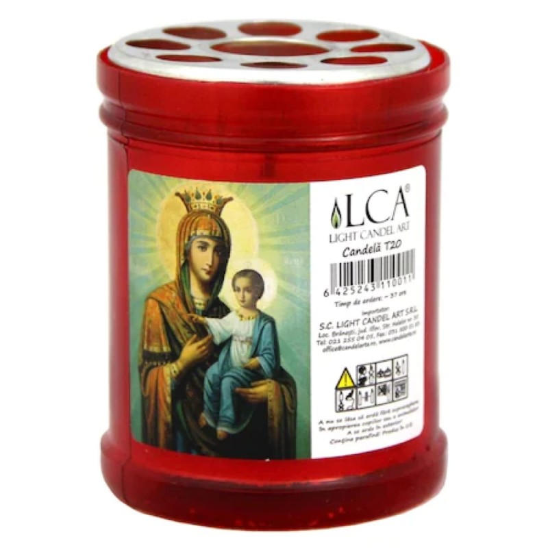 Candela cu capac, T20, rosu, LCA Candles