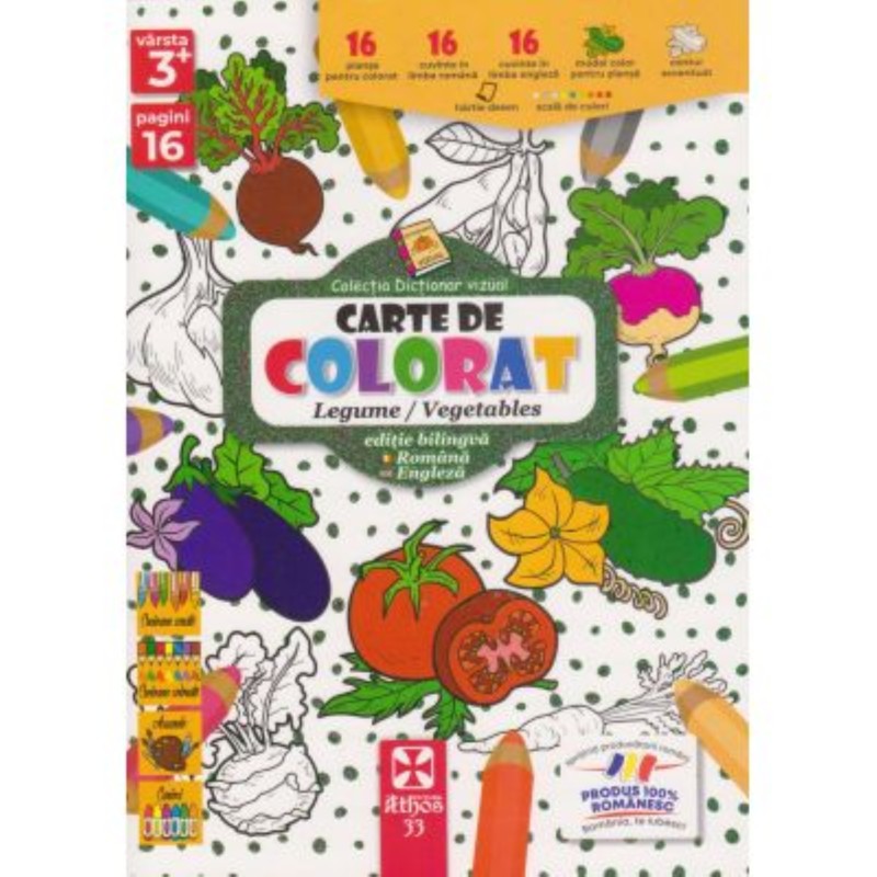 Carte de colorat, legume, Editura Athos