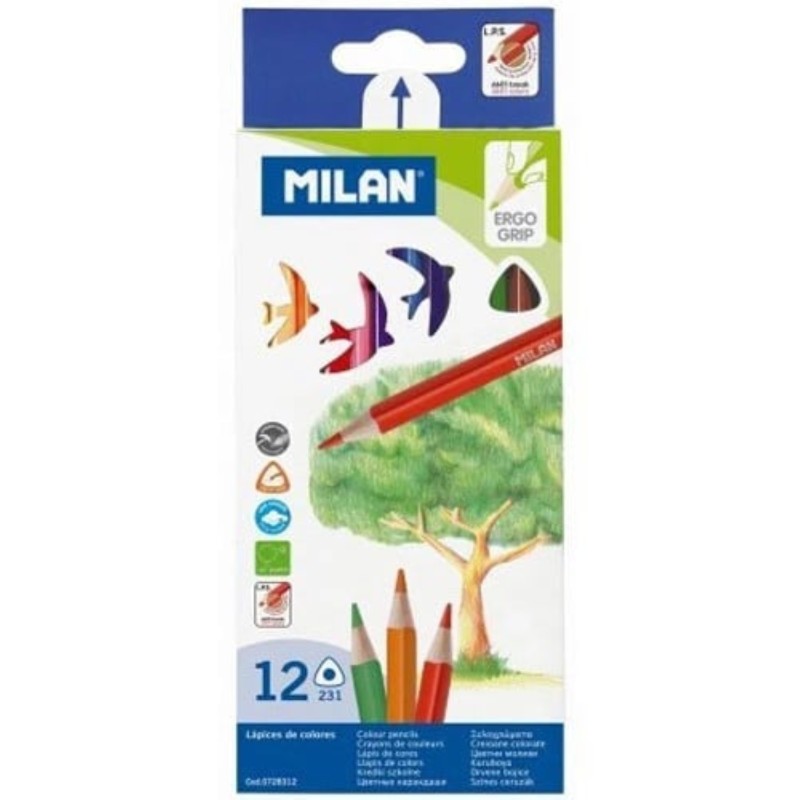 Creioane colorate Milan, mari, 12 bucati