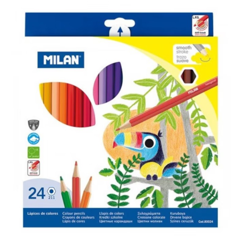 Creioane colorate Milan, mari, 24 buc/set