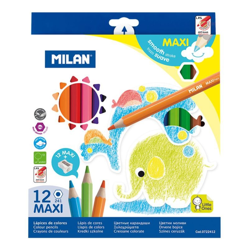 Creioane colorate Milan Maxi, mari, 12/set