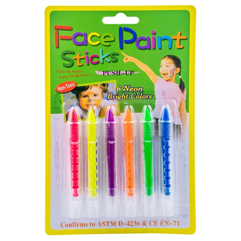 Creioane pentru pictat pe fata, neon, 6 buc/set