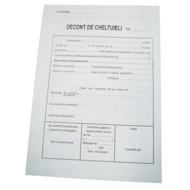 Decont de cheltuieli, A5, 100 file, Silence