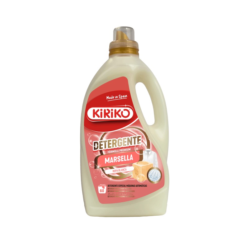 Detergent Lichid Premium pentru Rufe Albe cu Sapun de Marseille, 2.8L, 60 de Spalari, Kiriko