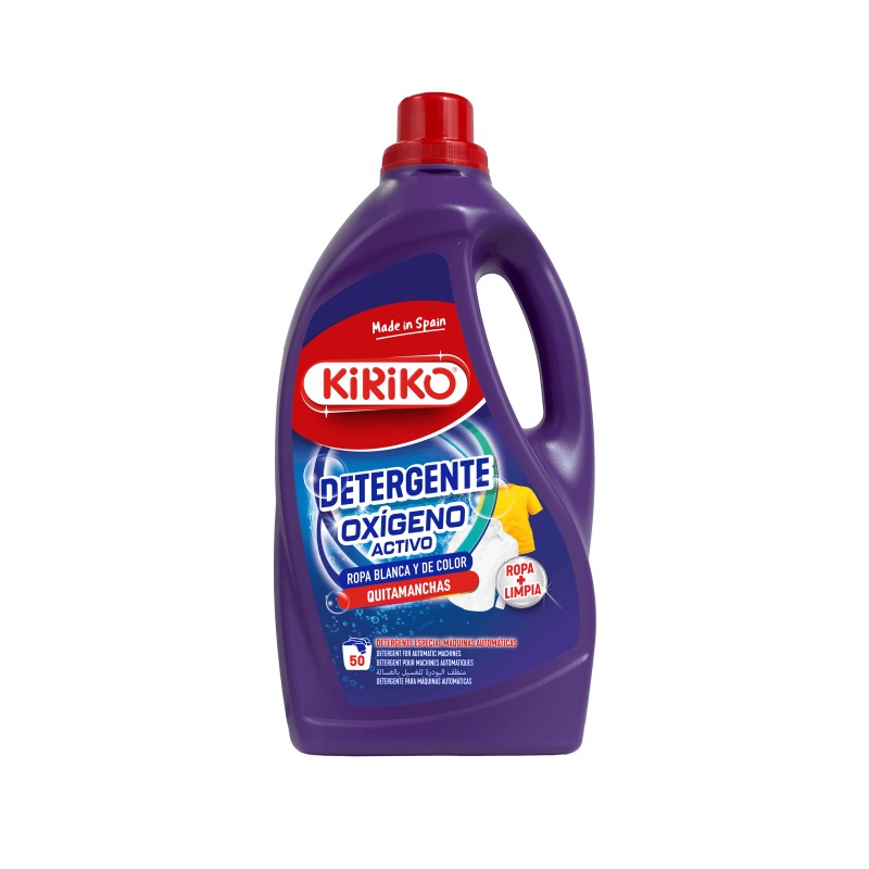 Detergent Lichid de Rufe Albe & Colorate cu Oxigen Activ, 2.8L, 50 de Spalari, Kiriko