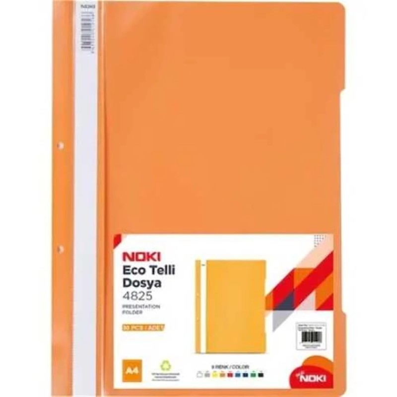 Dosar Noki din Plastic cu Sina si 2 Perforatii A4, Portocaliu
