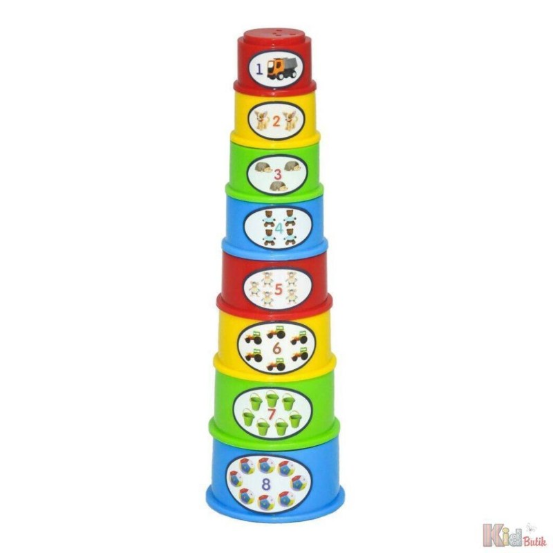 Joc piramida educationala, 5 cm, Tigres, 8 piese/set