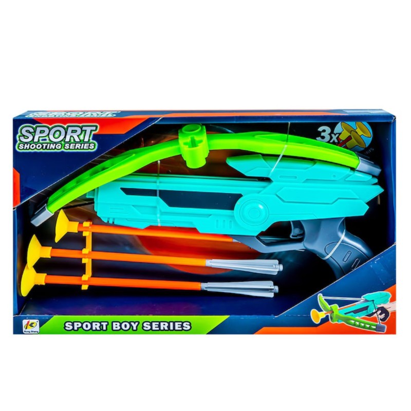 Jucarie arbaleta, 3 sageti cu ventuze si suport