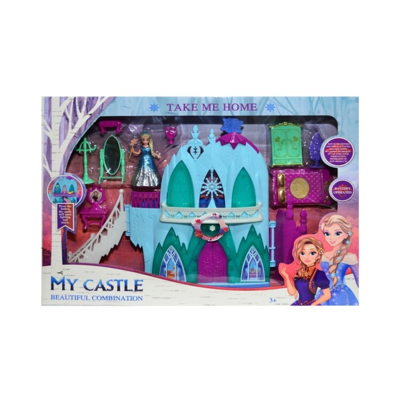 Jucarie Castel Muzical, Frozen, cu Figurina si Accesorii