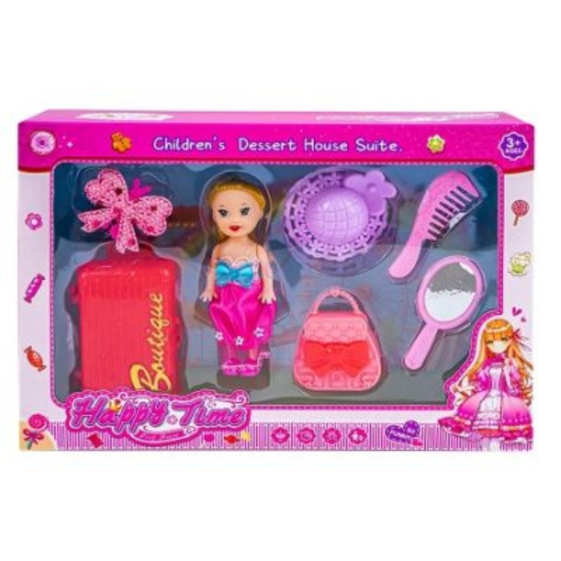 Jucarie papusa cu accesorii, 10 cm