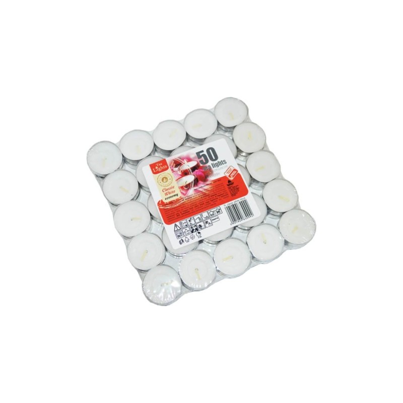 Lumanare tip pastila, alba, 10g, 50 buc/set