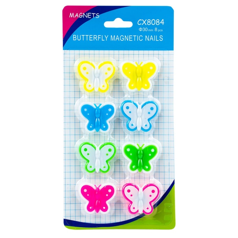 Magneti, fluturas, 30 mm, 8 buc/set