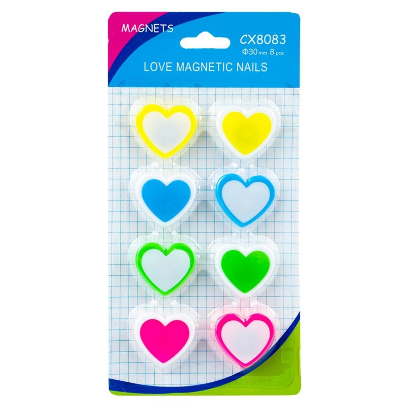 Magneti, inimioara, 30 mm, 8 buc/set