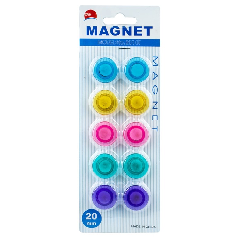 Magneti, rotunzi, color, 20 mm, 10 buc/set