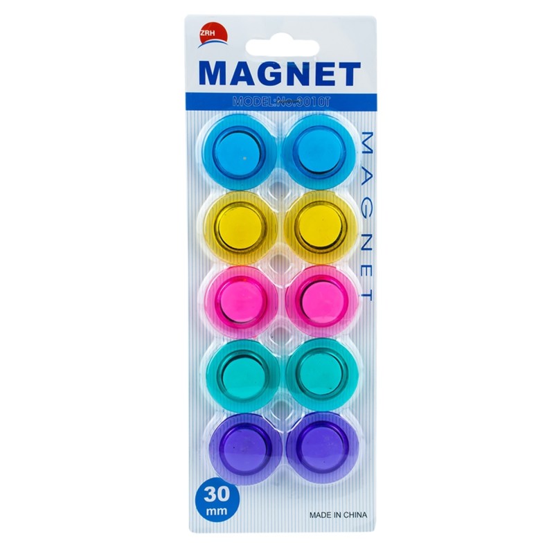 Magneti, rotunzi, color, 30 mm, 10 buc/set