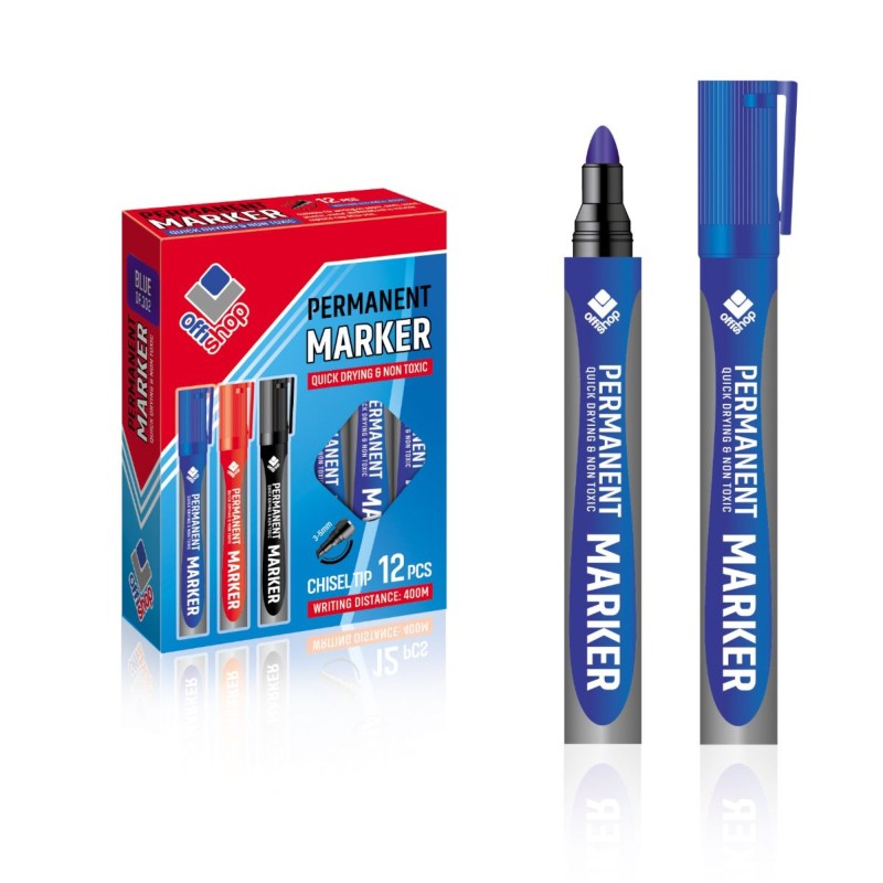 Marker permanent, albastru, 2-4 mm, OFFISHOP