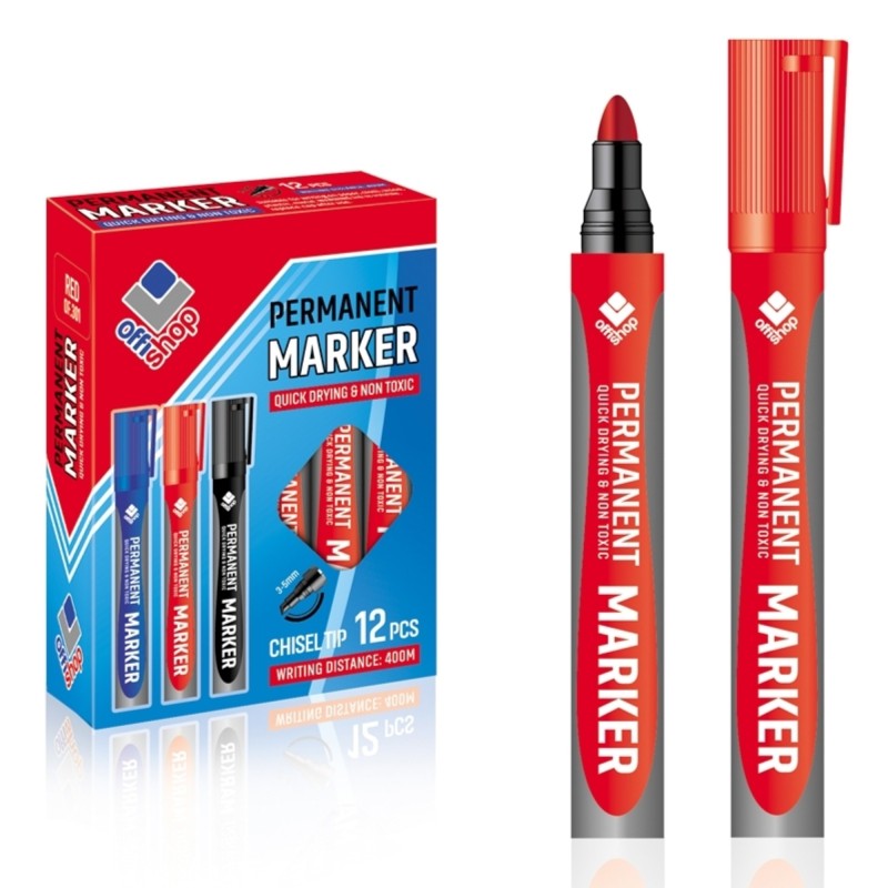 Marker permanent, rosu, 2-4 mm, OFFISHOP