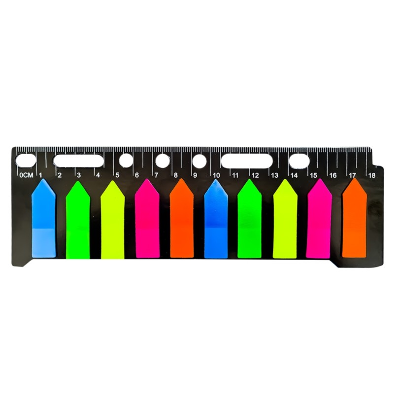 Notite autoadezive, tip index,  x mm, 5 culori/set, cu rigla