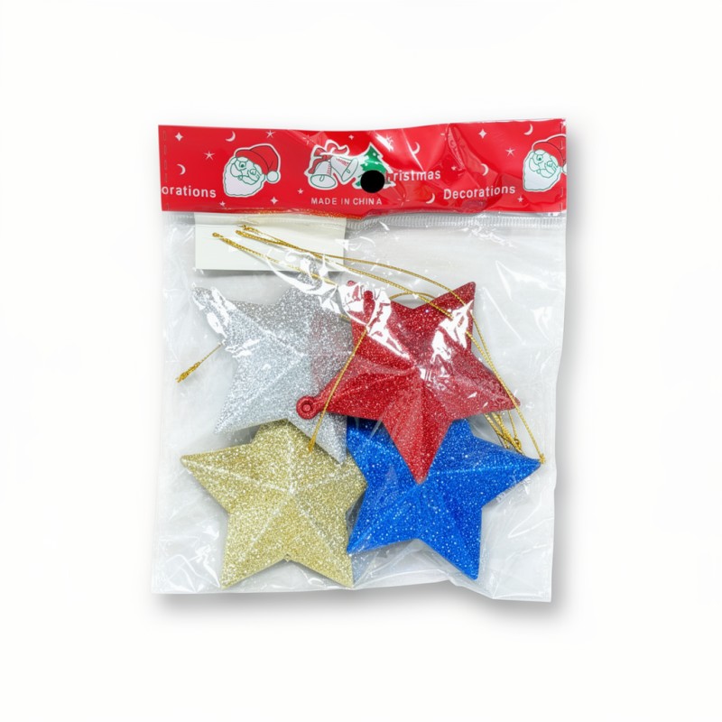 Ornament pentru Craciun, Stea Color cu Sclipici